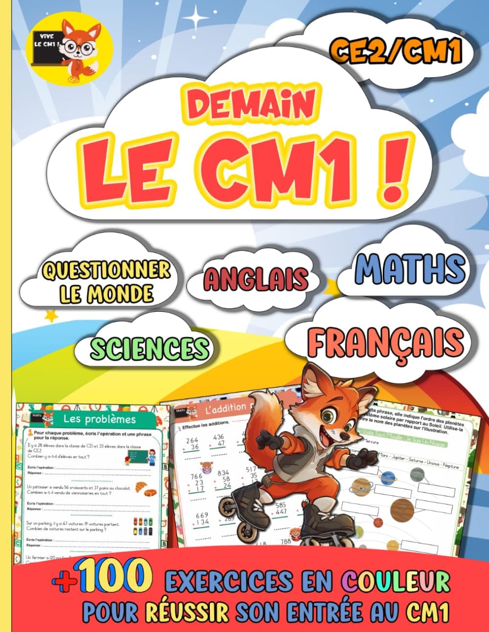 Demain le CM1 ! — couverture du cahier pour enfants 8-9 ans